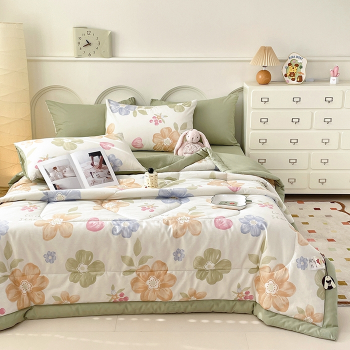 91家纺网 家纺一手货源 找家纺 梵克保罗 2025新款全棉夏被碎花卡通小清新简约纯棉夏凉被夏被四件套三件套 云锦花卉
