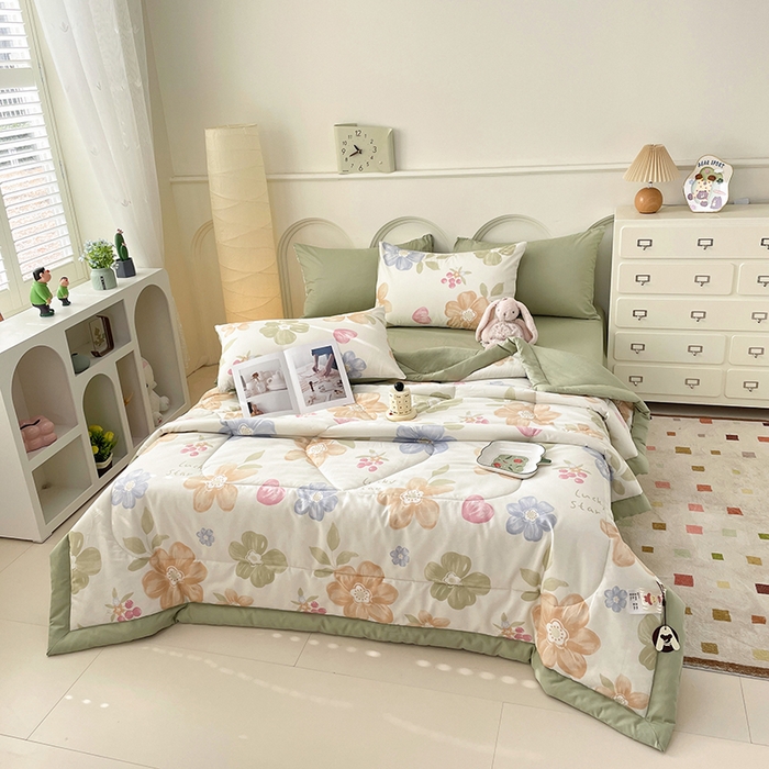 91家纺网 家纺一手货源 找家纺 梵克保罗 2025新款全棉夏被碎花卡通小清新简约纯棉夏凉被夏被四件套三件套 云锦花卉