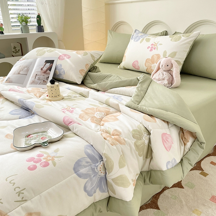 91家纺网 家纺一手货源 找家纺 梵克保罗 2025新款全棉夏被碎花卡通小清新简约纯棉夏凉被夏被四件套三件套 云锦花卉