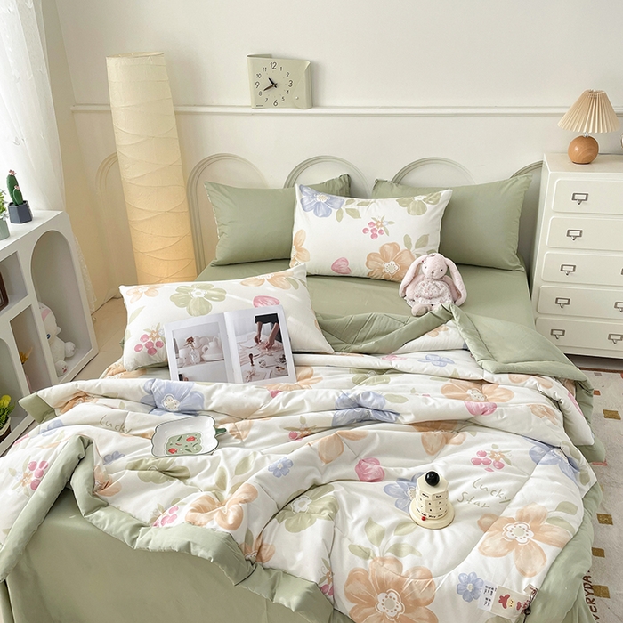 91家纺网 家纺一手货源 找家纺 梵克保罗 2025新款全棉夏被碎花卡通小清新简约纯棉夏凉被夏被四件套三件套 云锦花卉