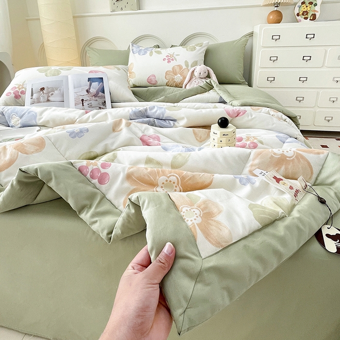 91家纺网 家纺一手货源 找家纺 梵克保罗 2025新款全棉夏被碎花卡通小清新简约纯棉夏凉被夏被四件套三件套 云锦花卉