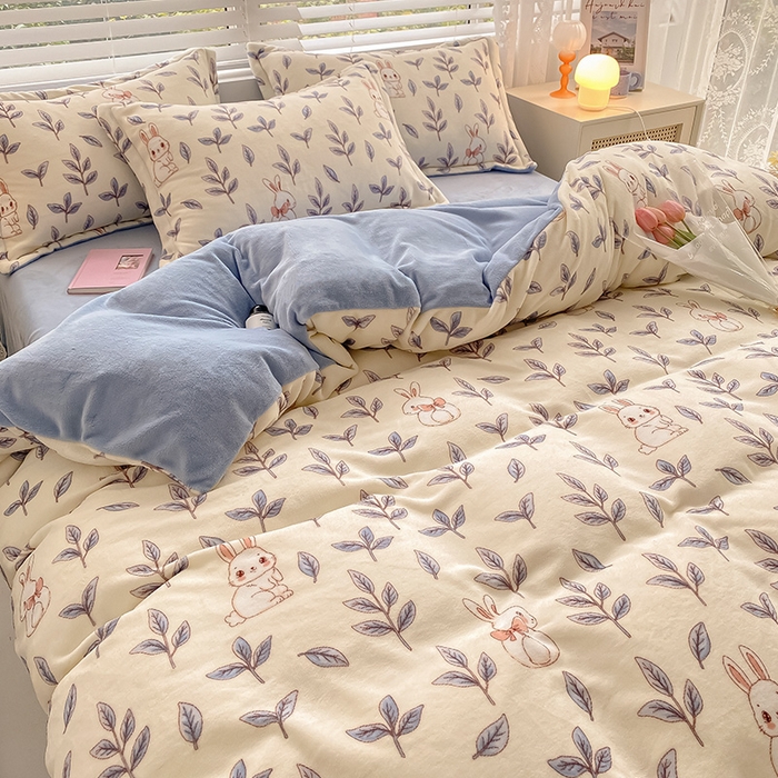 91家纺网 家纺一手货源 找家纺 瑞莱 （上新）2025新款印花牛奶绒四件套-卡通系列 绒芳草集