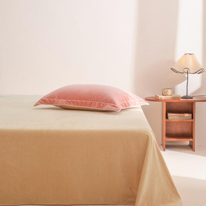 91家纺网 家纺一手货源 找家纺 ONE TWO ONE 121 新品【婴儿绒四件套】2025毛毯被子四件套单件床单被套床笠珊瑚绒牛奶绒冬被法兰绒兔毛绒 橘粉-乳酪