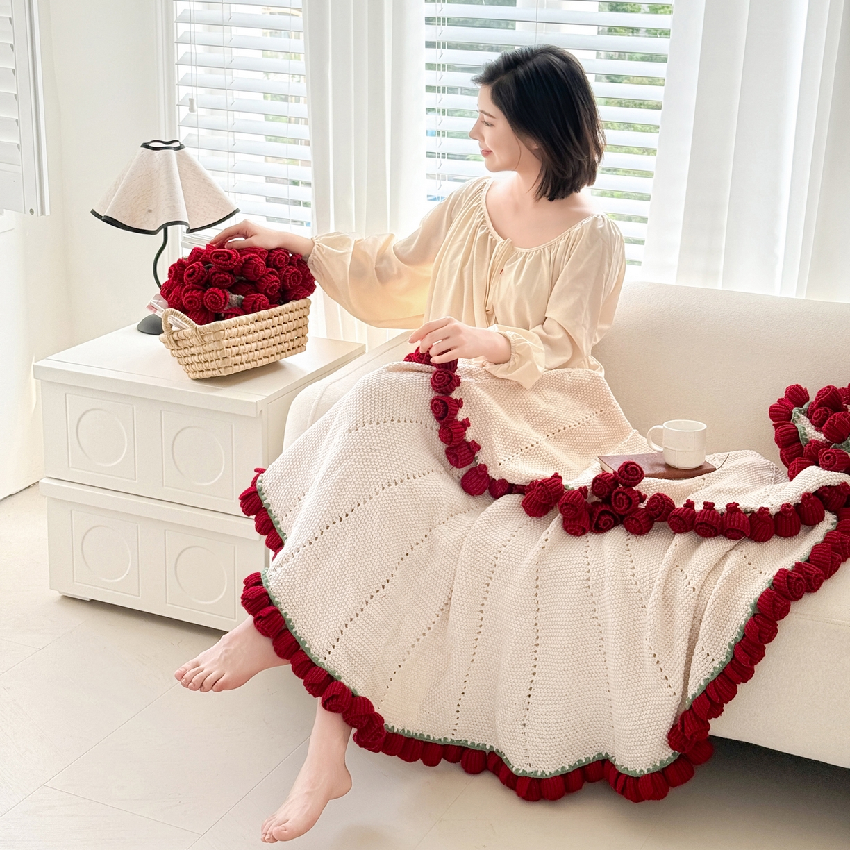 91家纺网 家纺一手货源 找家纺 （总）梵克保罗 2025秋冬新款热款玫瑰花束毯多功能玫瑰花毯车载办公室盖毯毛毯毯子