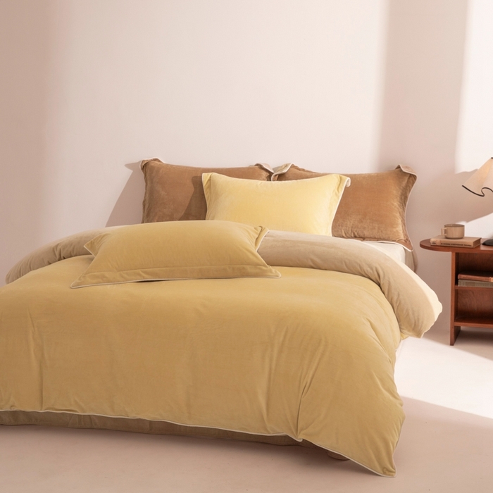 91家纺网 家纺一手货源 找家纺 ONE TWO ONE 121 新品【婴儿绒四件套】2025毛毯被子四件套单件床单被套床笠珊瑚绒牛奶绒冬被法兰绒兔毛绒 乳酪-米咖