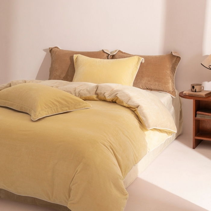 91家纺网 家纺一手货源 找家纺 ONE TWO ONE 121 新品【婴儿绒四件套】2025毛毯被子四件套单件床单被套床笠珊瑚绒牛奶绒冬被法兰绒兔毛绒 乳酪-米咖