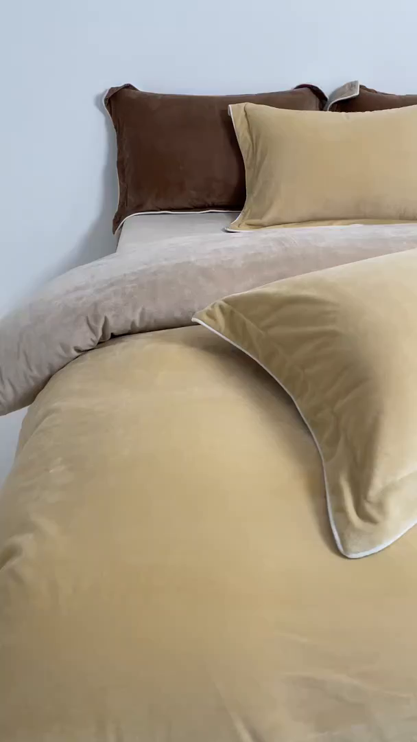 91家纺网 家纺一手货源 找家纺 ONE TWO ONE 121 新品【婴儿绒四件套】2025毛毯被子四件套单件床单被套床笠珊瑚绒牛奶绒冬被法兰绒兔毛绒 乳酪-米咖