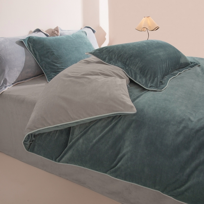 91家纺网 家纺一手货源 找家纺 ONE TWO ONE 121 新品【婴儿绒四件套】2025毛毯被子四件套单件床单被套床笠珊瑚绒牛奶绒冬被法兰绒兔毛绒 神秘灰-浅灰