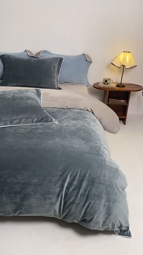 91家纺网 家纺一手货源 找家纺 ONE TWO ONE 121 新品【婴儿绒四件套】2025毛毯被子四件套单件床单被套床笠珊瑚绒牛奶绒冬被法兰绒兔毛绒 神秘灰-浅灰