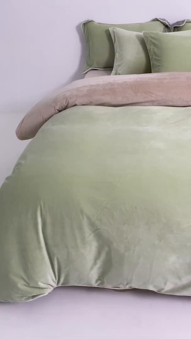 91家纺网 家纺一手货源 找家纺 ONE TWO ONE 121 新品【婴儿绒四件套】2025毛毯被子四件套单件床单被套床笠珊瑚绒牛奶绒冬被法兰绒兔毛绒 芽绿-奶咖