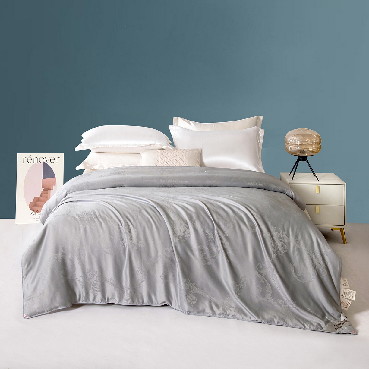 91家纺网 家纺一手货源 找家纺 鑫田家纺 2025新款蚕丝被100%纯柞蚕丝被夏凉被春秋被冬被子母被桑蚕丝被 灰