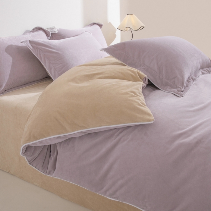 91家纺网 家纺一手货源 找家纺 ONE TWO ONE 121 新品【婴儿绒四件套】2025毛毯被子四件套单件床单被套床笠珊瑚绒牛奶绒冬被法兰绒兔毛绒 芋泥-奶咖