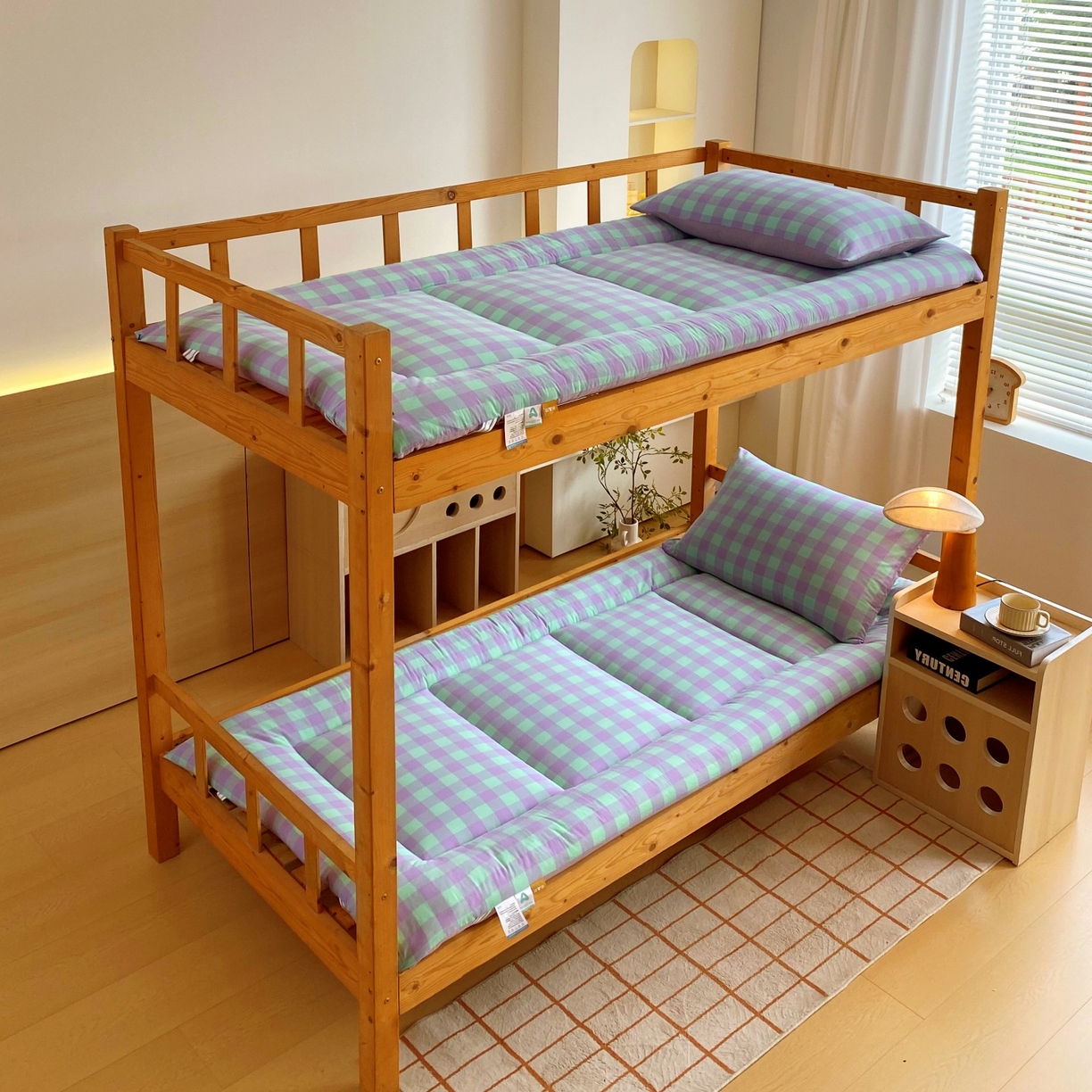 梵克保罗 2025秋冬新款无印风学生宿舍床褥褥子 绿野中格