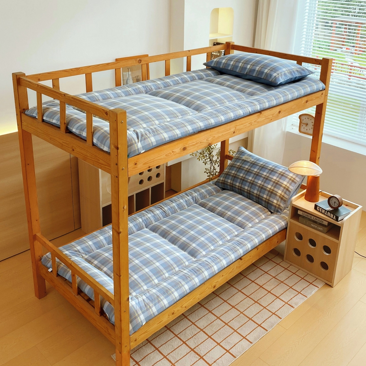 梵克保罗 2025秋冬新款无印风学生宿舍床褥褥子 云舒蓝