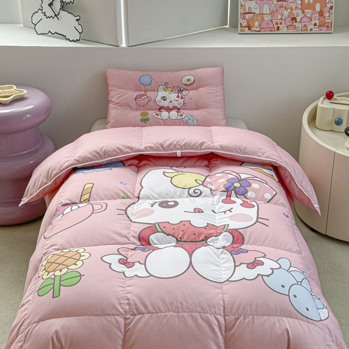 91家纺网 家纺一手货源 找家纺 暖羽屋羽绒馆 2025新款鹅绒被子 儿童羽绒被芯95白鹅绒 幼儿园冬被 学生羽绒被宿舍春秋被 美食猫咪