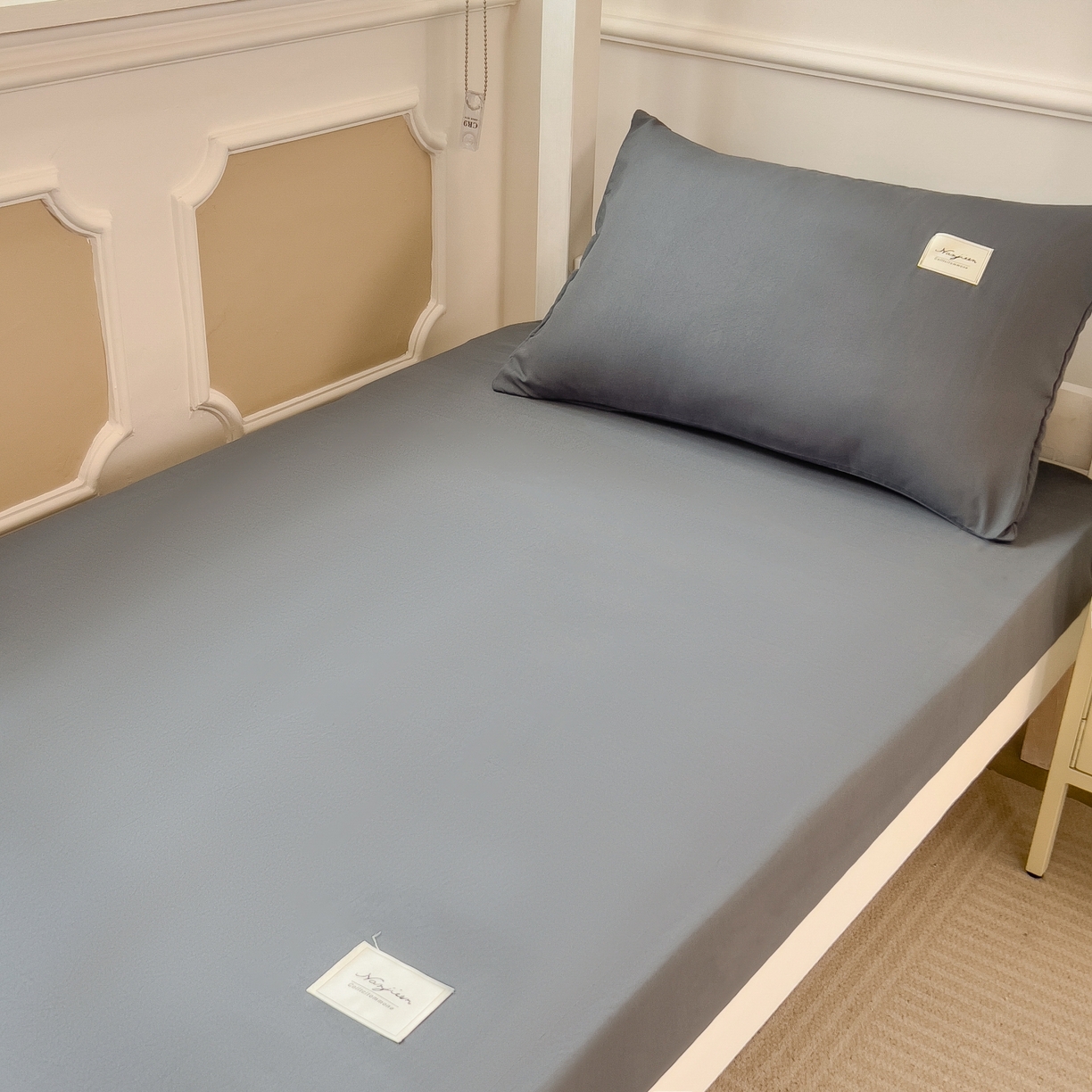 91家纺网 家纺一手货源 找家纺 梵克保罗 2025春夏新款水洗棉学生宿舍床单款床笠款三件套六件套大礼包学生季 低调灰