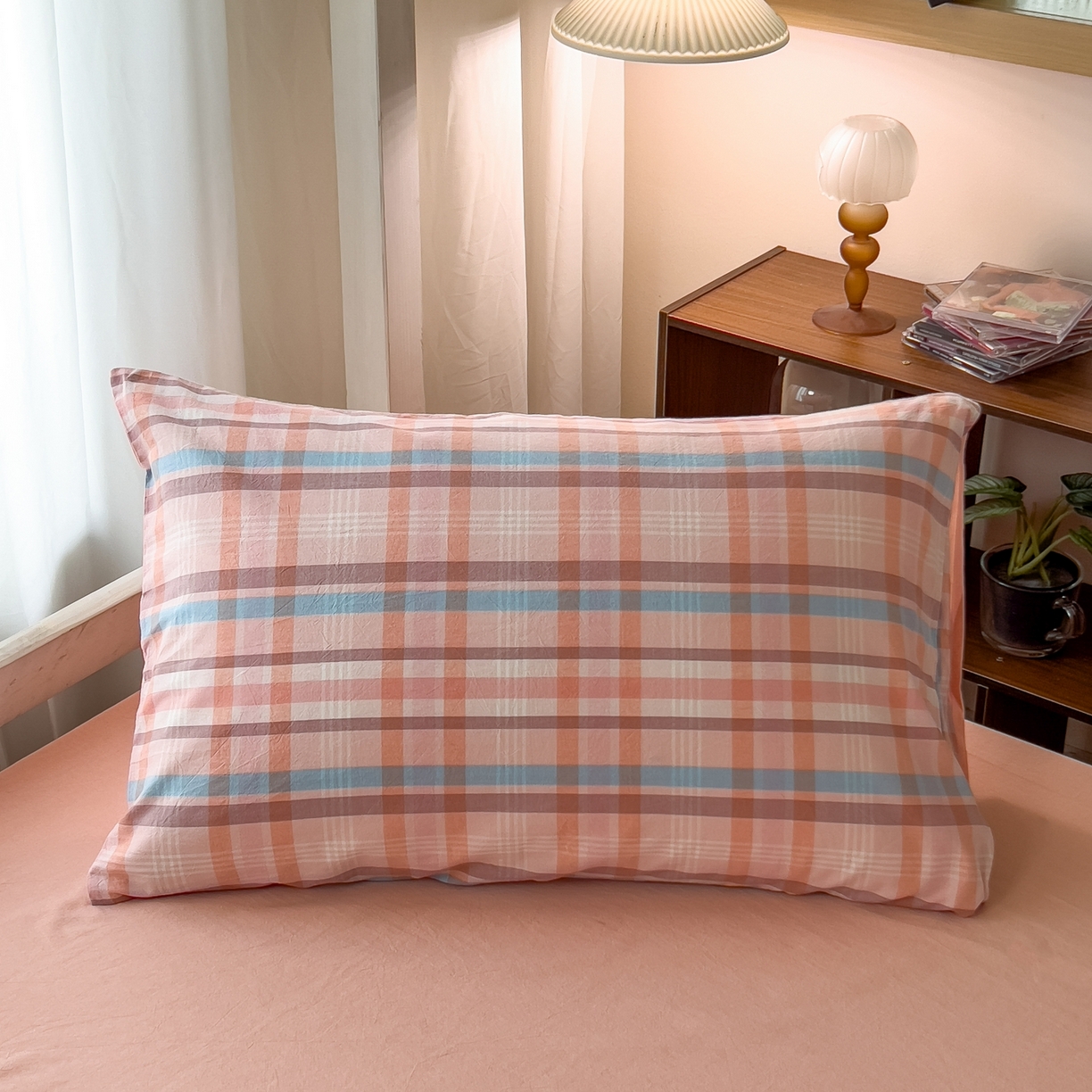 91家纺网 家纺一手货源 找家纺 梵克保罗 2025春夏新款水洗棉学生宿舍床单款床笠款三件套六件套大礼包学生季 英伦粉