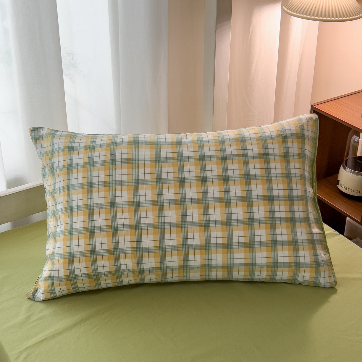 91家纺网 家纺一手货源 找家纺 梵克保罗 2025春夏新款水洗棉学生宿舍床单款床笠款三件套六件套大礼包学生季 芒格绿