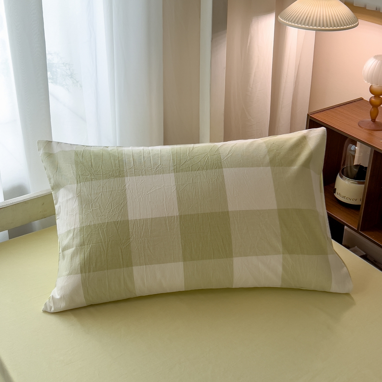 91家纺网 家纺一手货源 找家纺 梵克保罗 2025春夏新款水洗棉学生宿舍床单款床笠款三件套六件套大礼包学生季 清雅中格