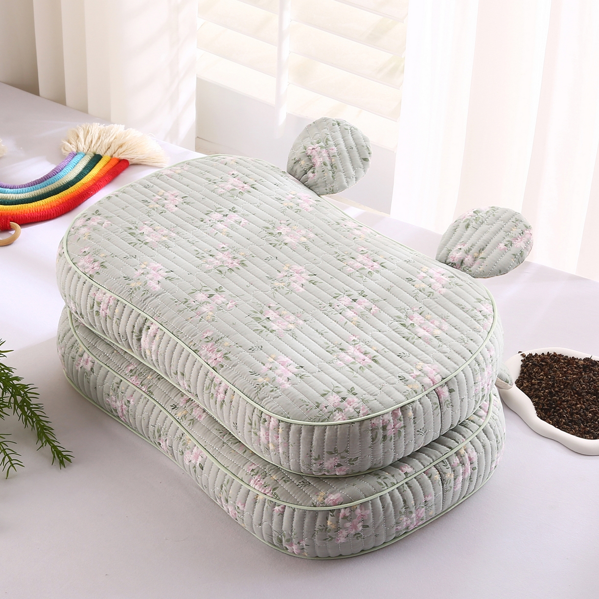 91家纺网 家纺一手货源 找家纺 （总）梵希良品家纺 2025新款米奇耳朵全棉双层纱枕头枕芯可拆洗可替换内胆荞麦壳枕头枕芯