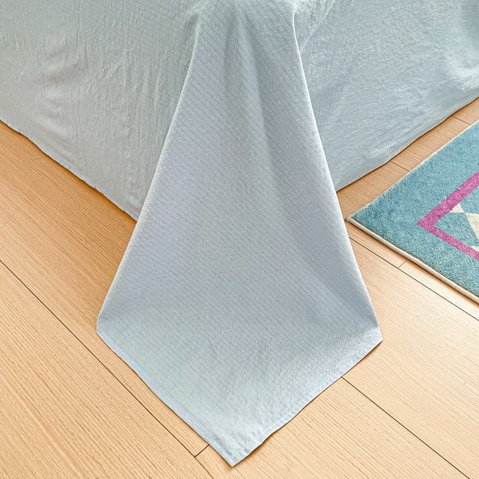 91家纺网 家纺一手货源 找家纺 海岛哥哥 2025新款韩式ins风黑边花边木棉双层纱四件套（有买家秀） 黑花边-萌萌星星人-蓝