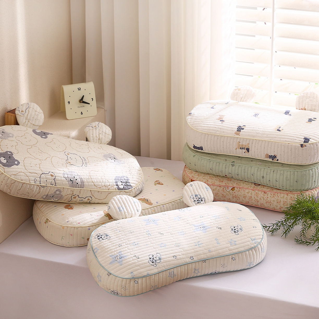 91家纺网 家纺一手货源 找家纺 梵希良品家纺 2025新款米奇耳朵全棉双层纱枕头枕芯可拆洗可替换内胆荞麦壳枕头枕芯 组合图仅做展示不可下单