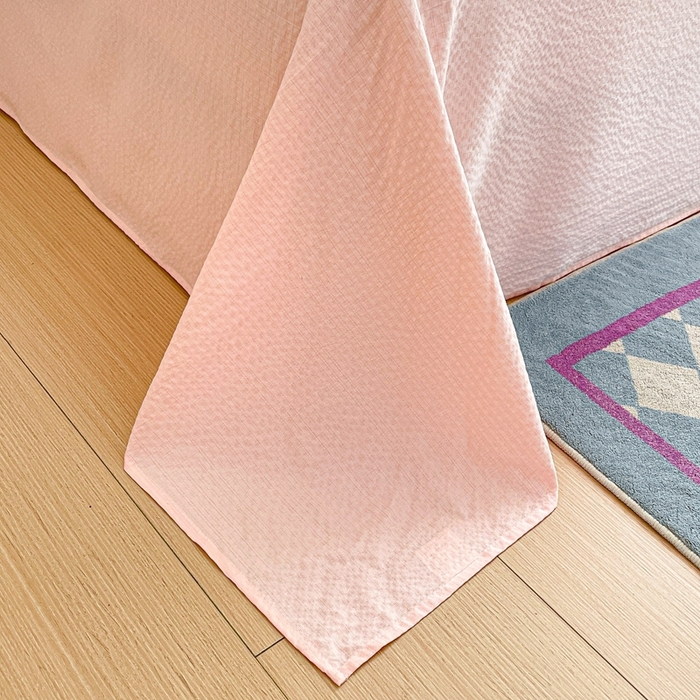 91家纺网 家纺一手货源 找家纺 海岛哥哥 2025新款韩式ins风黑边花边木棉双层纱四件套（有买家秀） 黑花边-粉樱凯蒂