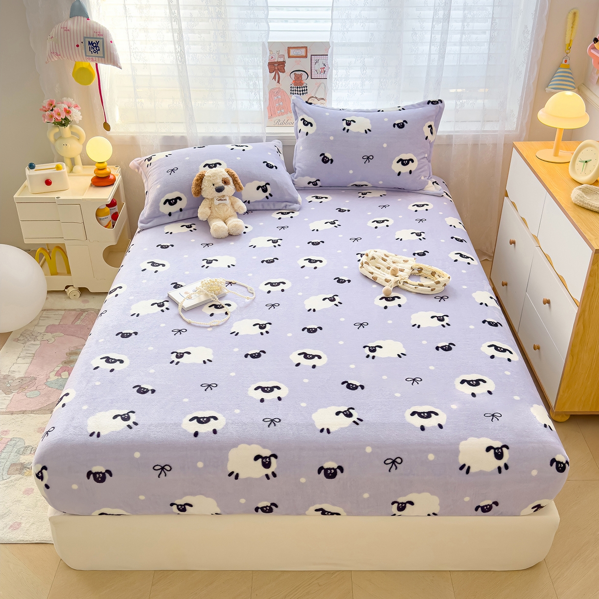 91家纺网 家纺一手货源 找家纺 久云居 2025新款高克重牛奶绒床笠 绵阳牧场