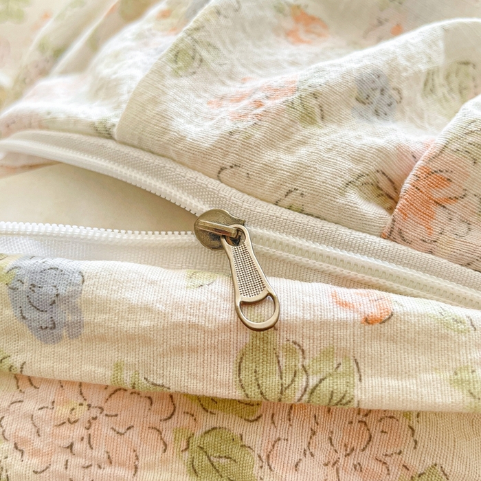 91家纺网 家纺一手货源 找家纺 海岛哥哥 2025新款韩式ins风黑边花边木棉双层纱四件套（有买家秀） 黑花边-芍药-米