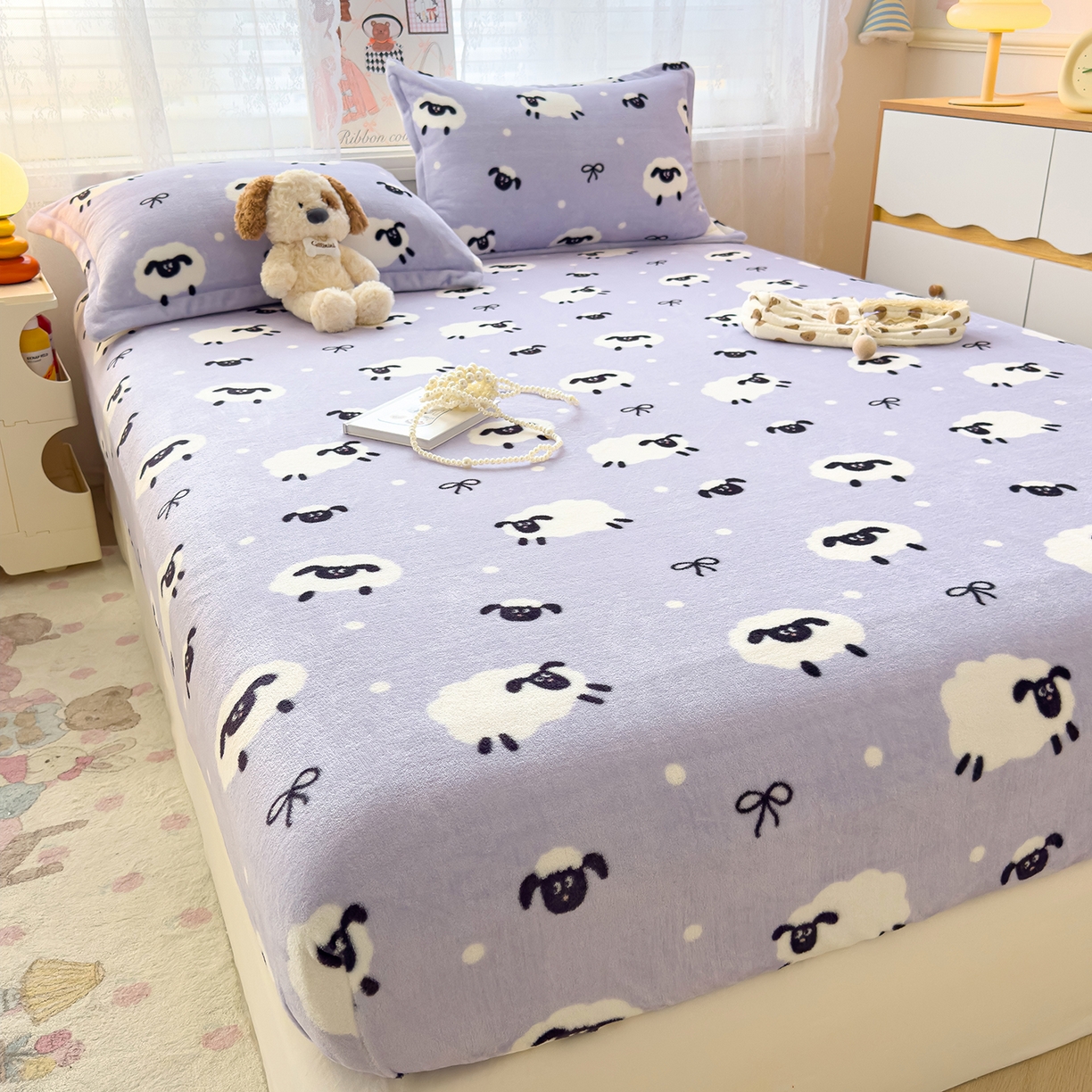 91家纺网 家纺一手货源 找家纺 久云居 2025新款高克重牛奶绒床笠 绵阳牧场