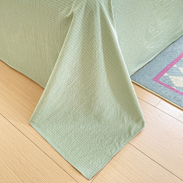 91家纺网 家纺一手货源 找家纺 海岛哥哥 2025新款韩式ins风黑边花边木棉双层纱四件套（有买家秀） 黑花边-栀子-绿