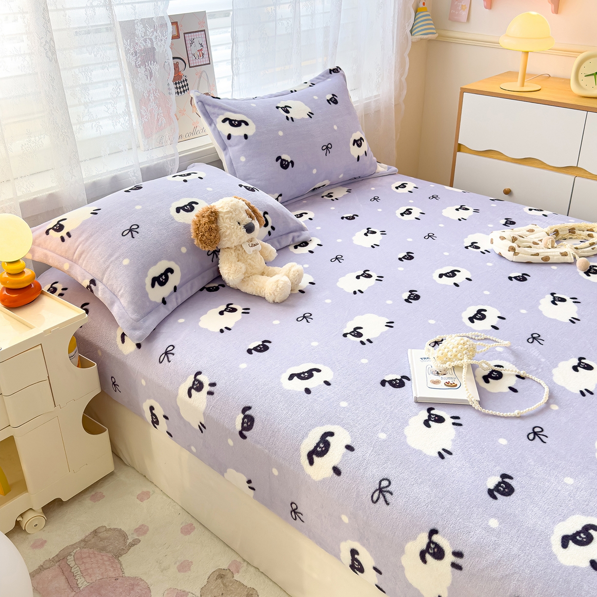 91家纺网 家纺一手货源 找家纺 久云居 2025新款高克重牛奶绒床笠 绵阳牧场