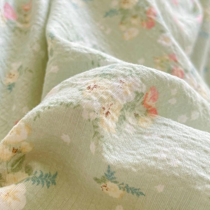 91家纺网 家纺一手货源 找家纺 海岛哥哥 2025新款韩式ins风黑边花边木棉双层纱四件套（有买家秀） 黑花边-栀子-绿