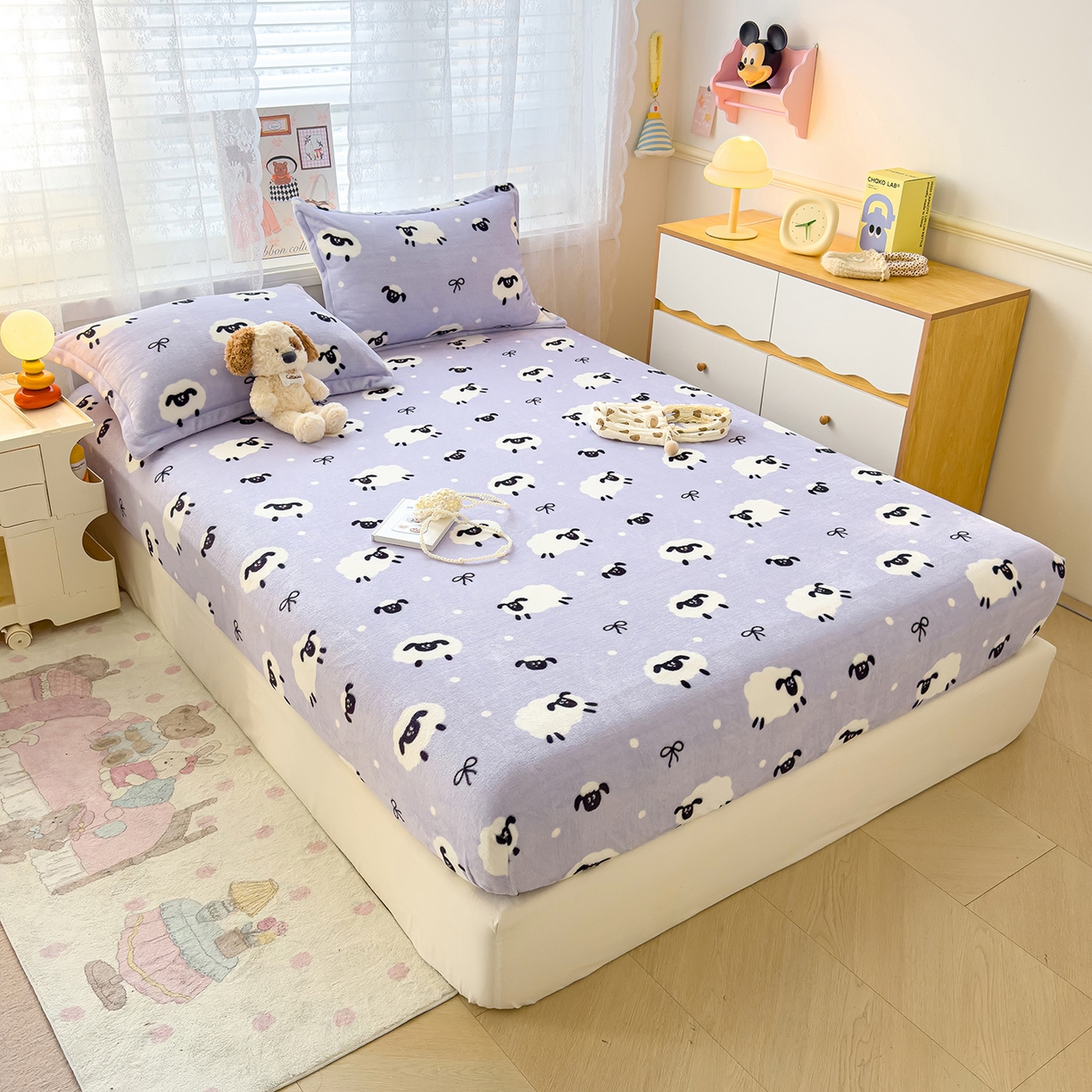 91家纺网 家纺一手货源 找家纺 久云居 2025新款高克重牛奶绒床笠 绵阳牧场