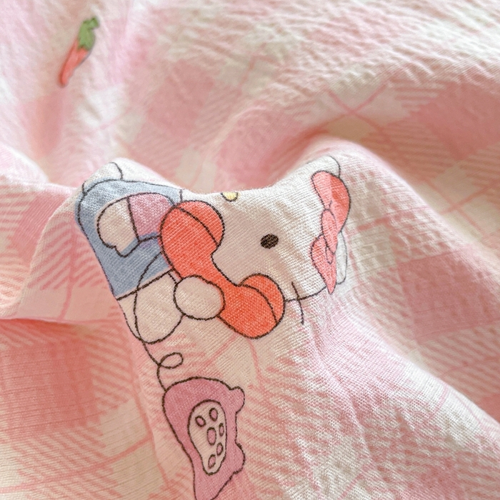 91家纺网 家纺一手货源 找家纺 海岛哥哥 2025新款韩式ins风黑边花边木棉双层纱四件套（有买家秀） 黑花边-甜蜜电话-粉