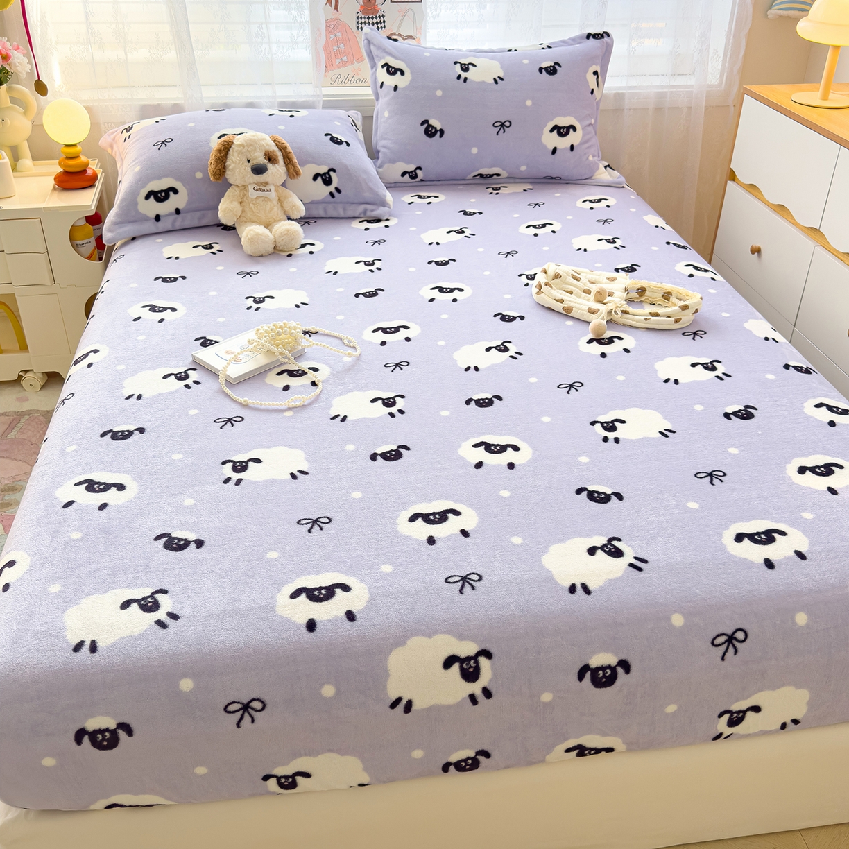 91家纺网 家纺一手货源 找家纺 久云居 2025新款高克重牛奶绒床笠 绵阳牧场