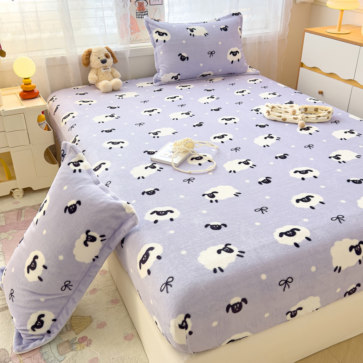 91家纺网 家纺一手货源 找家纺 久云居 2025新款高克重牛奶绒床笠 绵阳牧场