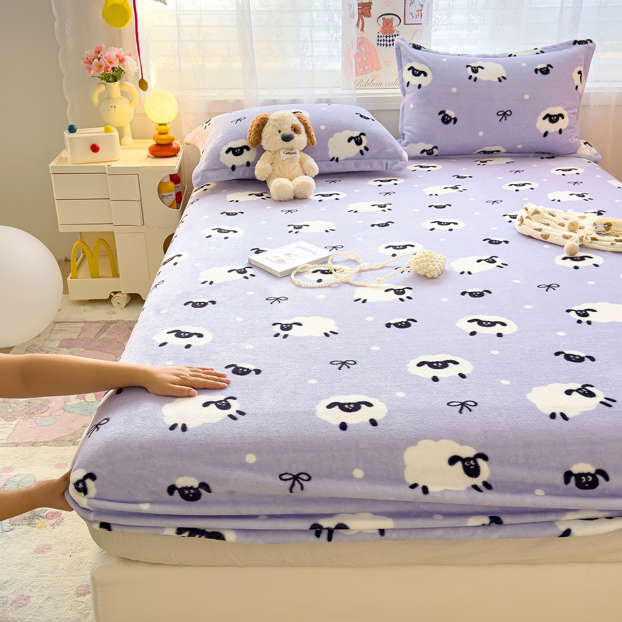 91家纺网 家纺一手货源 找家纺 久云居 2025新款高克重牛奶绒床笠 绵阳牧场