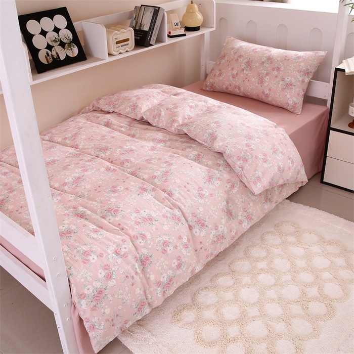 91家纺网 家纺一手货源 找家纺 （总）梵克保罗 2025春夏新款双层纱学生宿舍床单款三件套六件套大礼包学生季