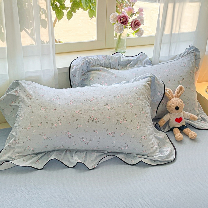 91家纺网 家纺一手货源 找家纺 海岛哥哥 2025新款韩式ins风黑边花边木棉双层纱四件套（有买家秀） 黑花边-豆蔻