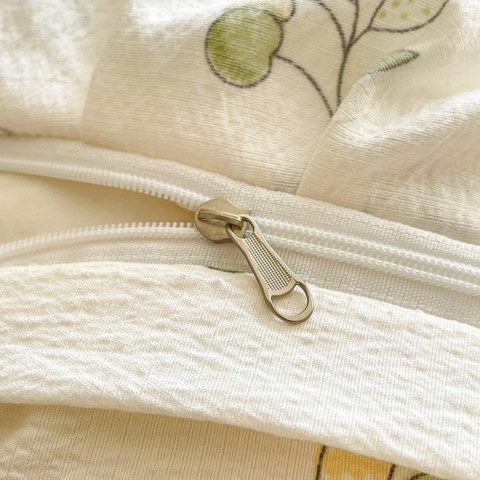 91家纺网 家纺一手货源 找家纺 海岛哥哥 2025新款韩式ins风黑边花边木棉双层纱四件套（有买家秀） 黑花边-盛夏果实