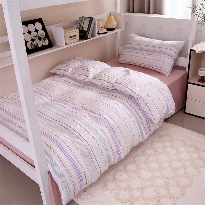 91家纺网 家纺一手货源 找家纺 （总）梵克保罗 2025春夏新款双层纱学生宿舍床单款三件套六件套大礼包学生季