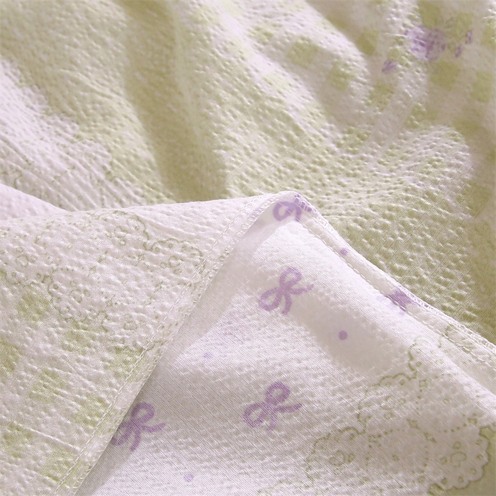 91家纺网 家纺一手货源 找家纺 梵克保罗 2025春夏新款双层纱学生宿舍床单款三件套六件套大礼包学生季 绿色心情