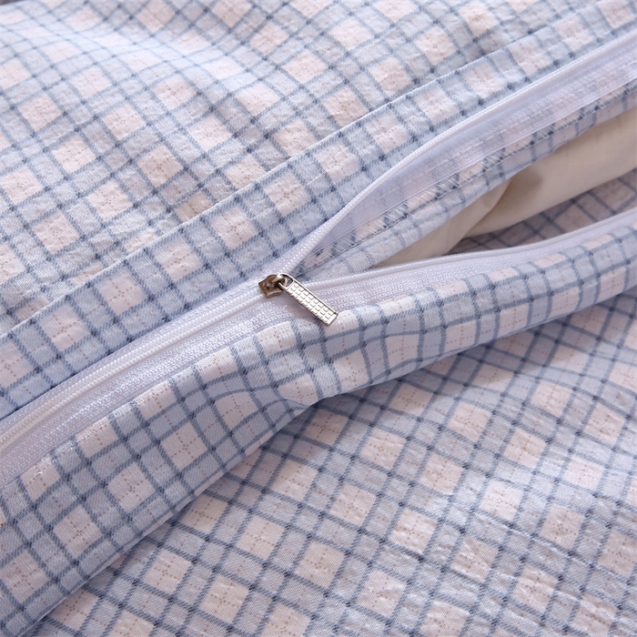 91家纺网 家纺一手货源 找家纺 梵克保罗 2025春夏新款双层纱学生宿舍床单款三件套六件套大礼包学生季 简约格子