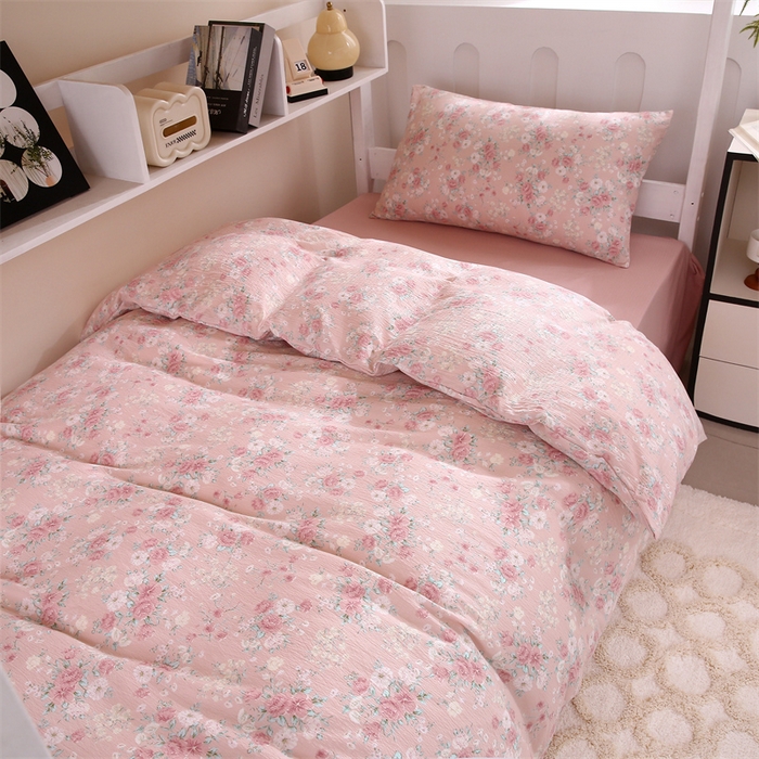 91家纺网 家纺一手货源 找家纺 梵克保罗 2025春夏新款双层纱学生宿舍床单款三件套六件套大礼包学生季 爱如星辰