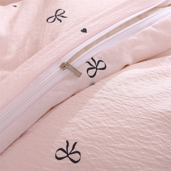 91家纺网 家纺一手货源 找家纺 梵克保罗 2025春夏新款双层纱学生宿舍床单款三件套六件套大礼包学生季 蝴蝶结