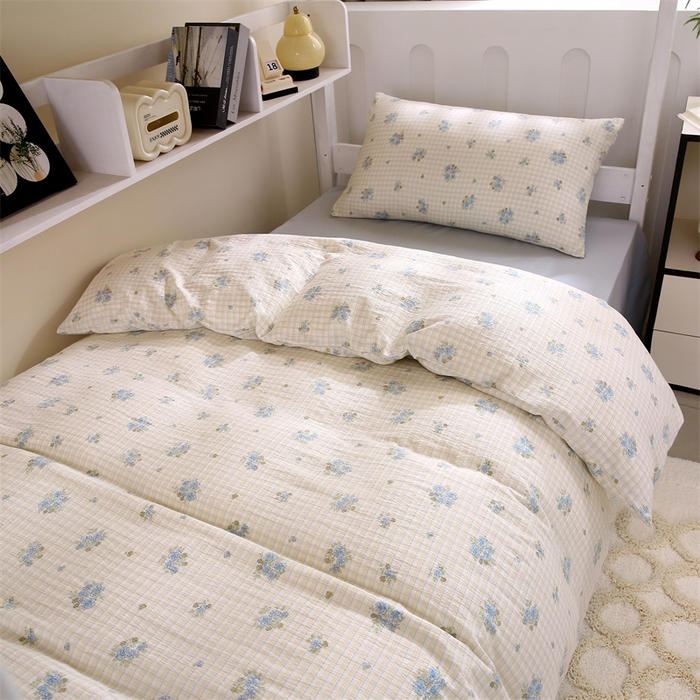 91家纺网 家纺一手货源 找家纺 梵克保罗 2025春夏新款双层纱学生宿舍床单款三件套六件套大礼包学生季 蓝色海岸