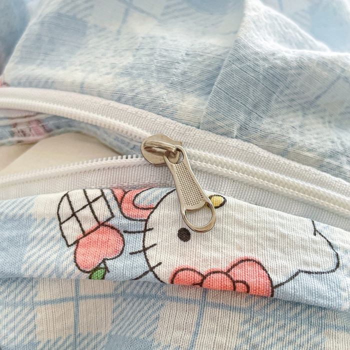 91家纺网 家纺一手货源 找家纺 海岛哥哥 2025新款韩式ins风黑边花边木棉双层纱四件套（有买家秀） 黑花边-甜蜜电话-蓝