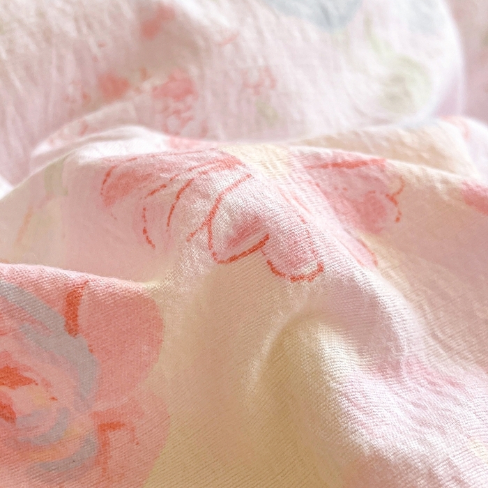 91家纺网 家纺一手货源 找家纺 海岛哥哥 2025新款韩式ins风黑边花边木棉双层纱四件套（有买家秀） 黑花边-花梦源-粉