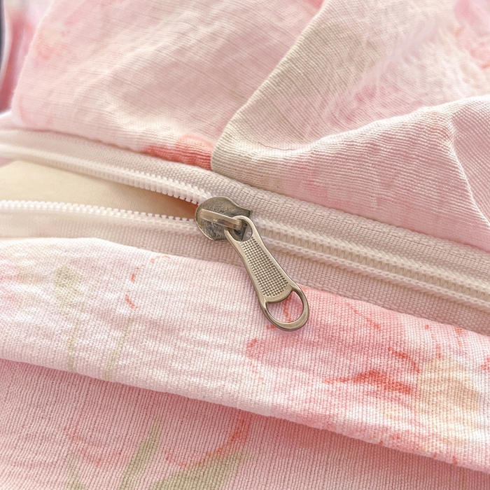 91家纺网 家纺一手货源 找家纺 海岛哥哥 2025新款韩式ins风黑边花边木棉双层纱四件套（有买家秀） 黑花边-花梦源-粉